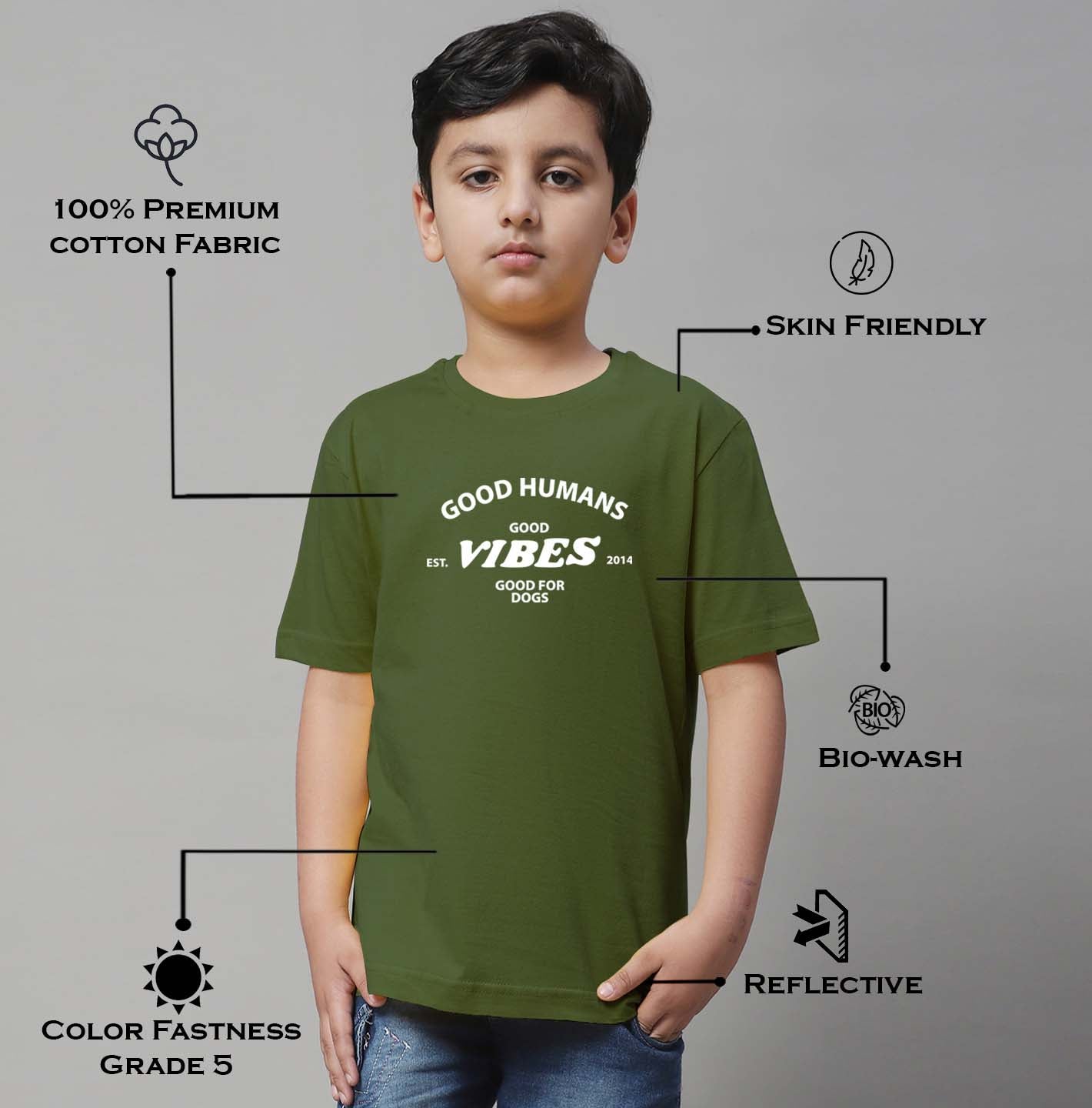 Boys Good Vibes Regular Fit Printed T-Shirt - Friskers