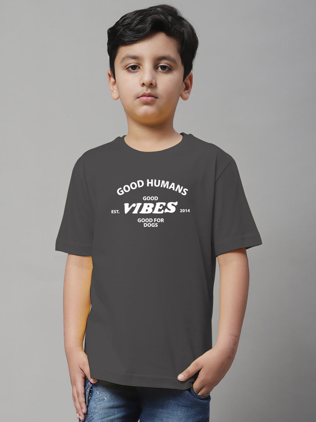 Boys Good Vibes Regular Fit Printed T-Shirt