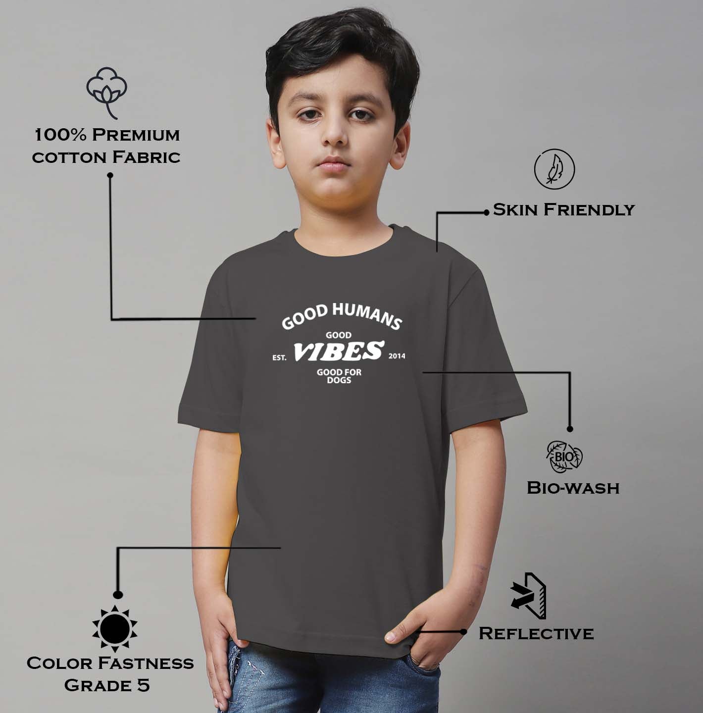 Boys Good Vibes Regular Fit Printed T-Shirt - Friskers