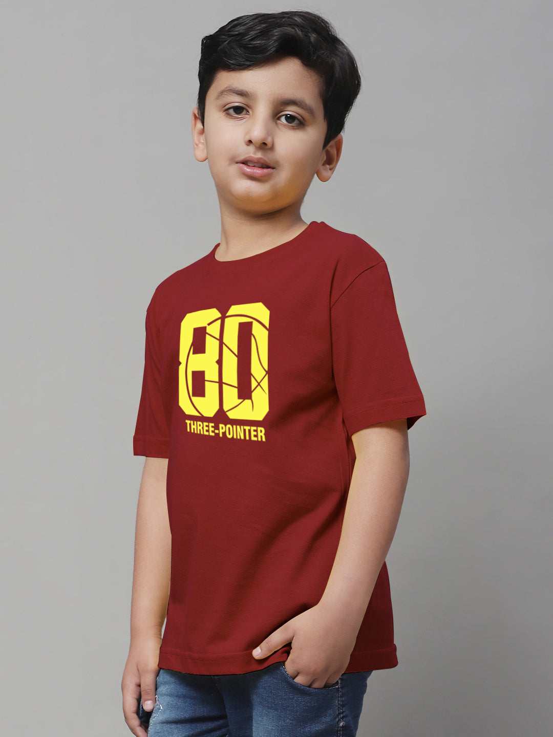 Boys Three Pointer Regular Fit Printed T-Shirt - Friskers