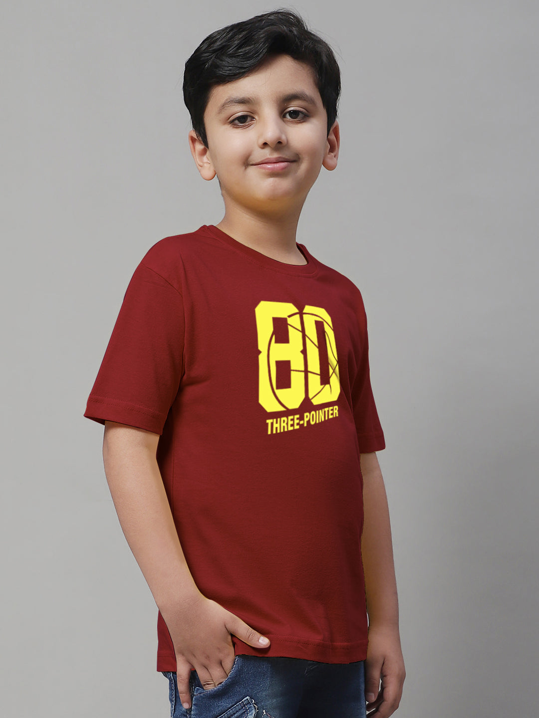 Boys Three Pointer Regular Fit Printed T-Shirt - Friskers