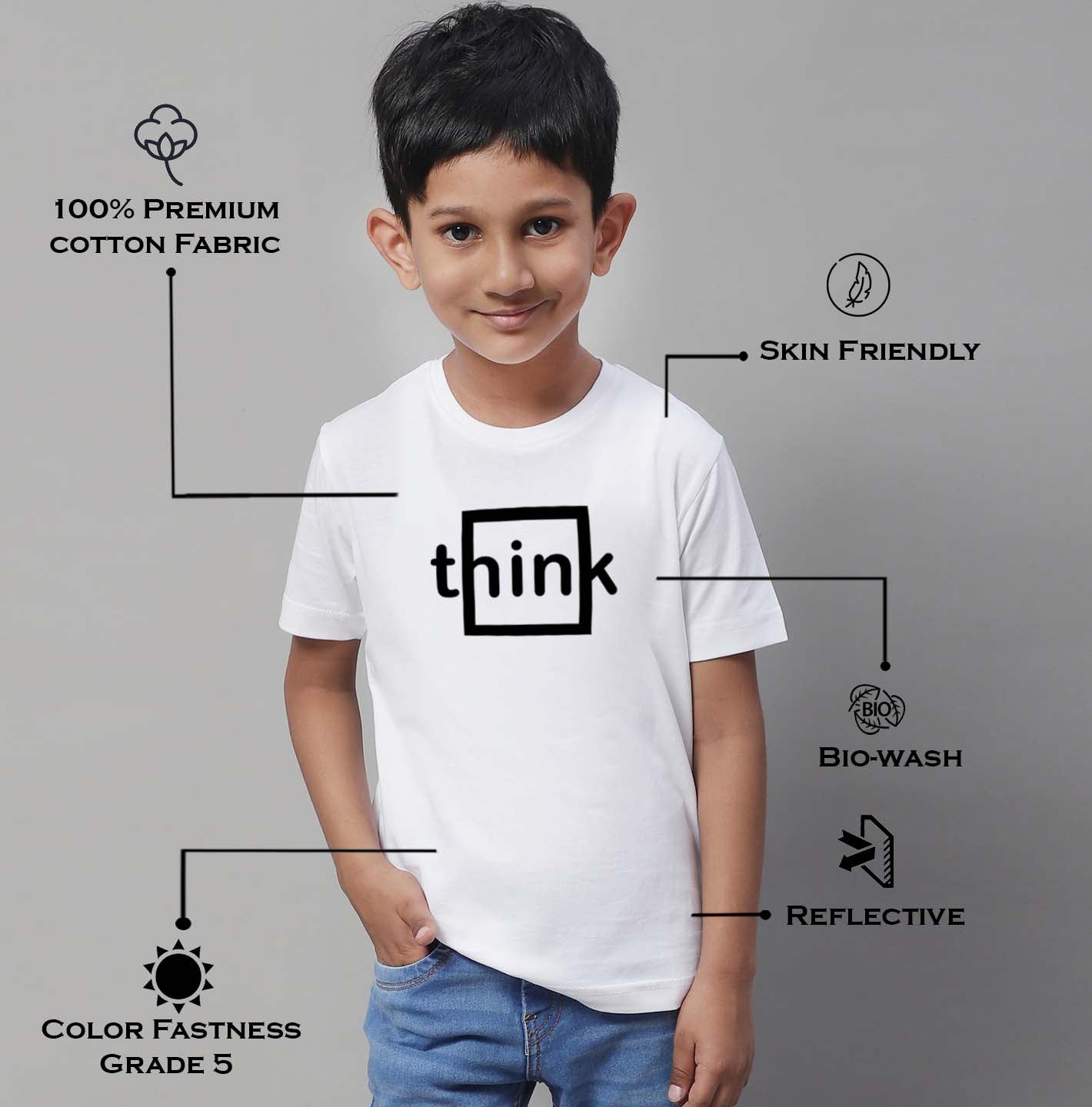 Boys Think Regular Fit Printed T-Shirt - Friskers