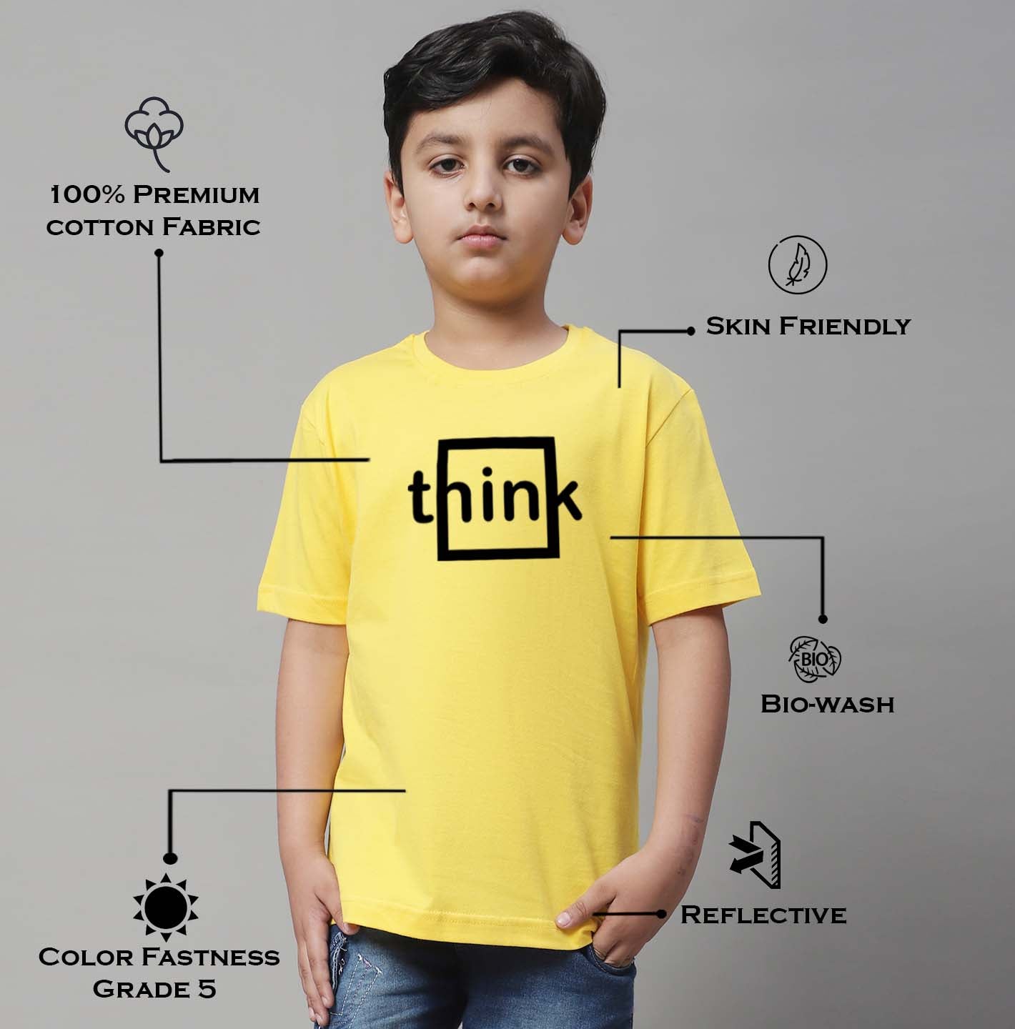 Boys Think Regular Fit Printed T-Shirt - Friskers