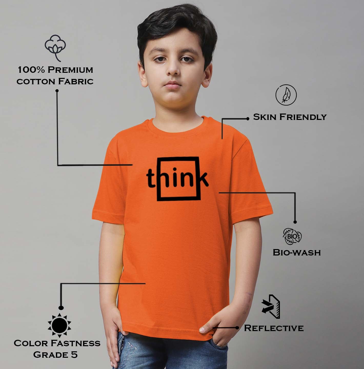 Boys Think Regular Fit Printed T-Shirt - Friskers