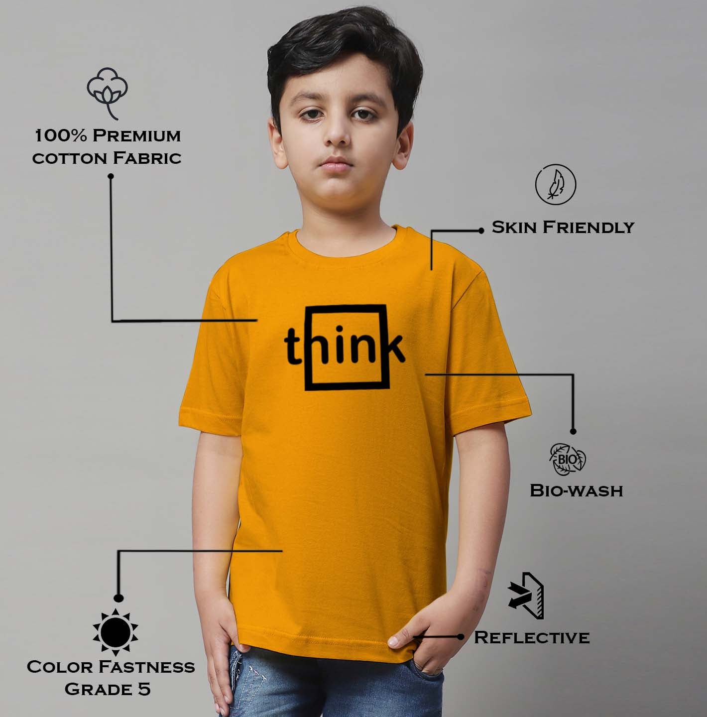 Boys Think Regular Fit Printed T-Shirt - Friskers