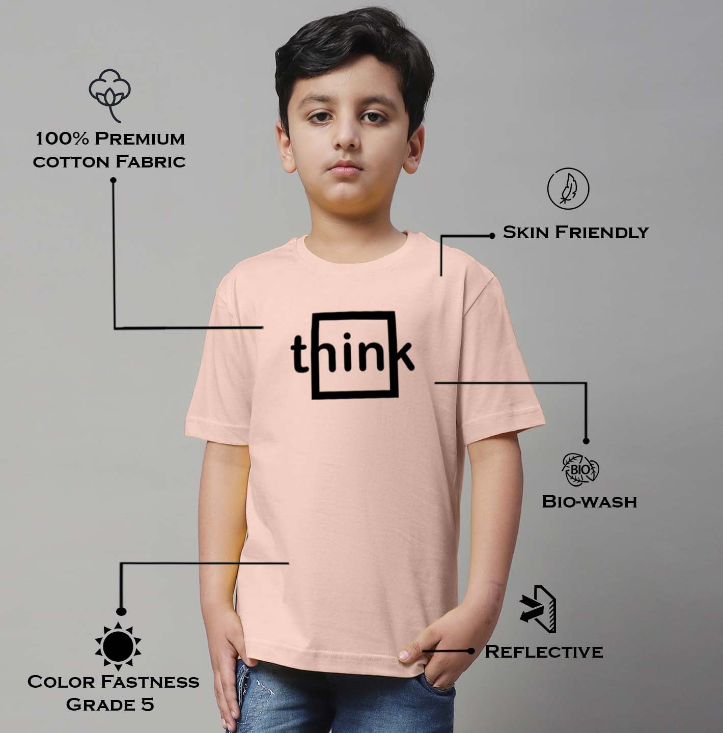 Boys Think Regular Fit Printed T-Shirt - Friskers