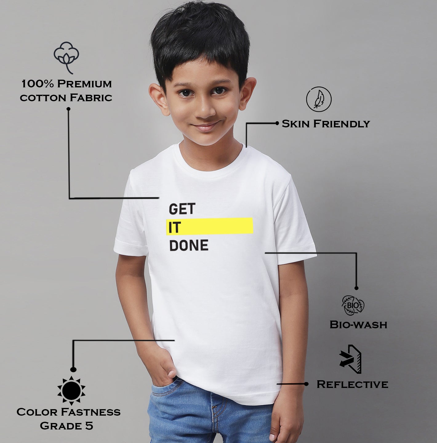 Boys Get It Done Regular Fit Printed T-Shirt - Friskers