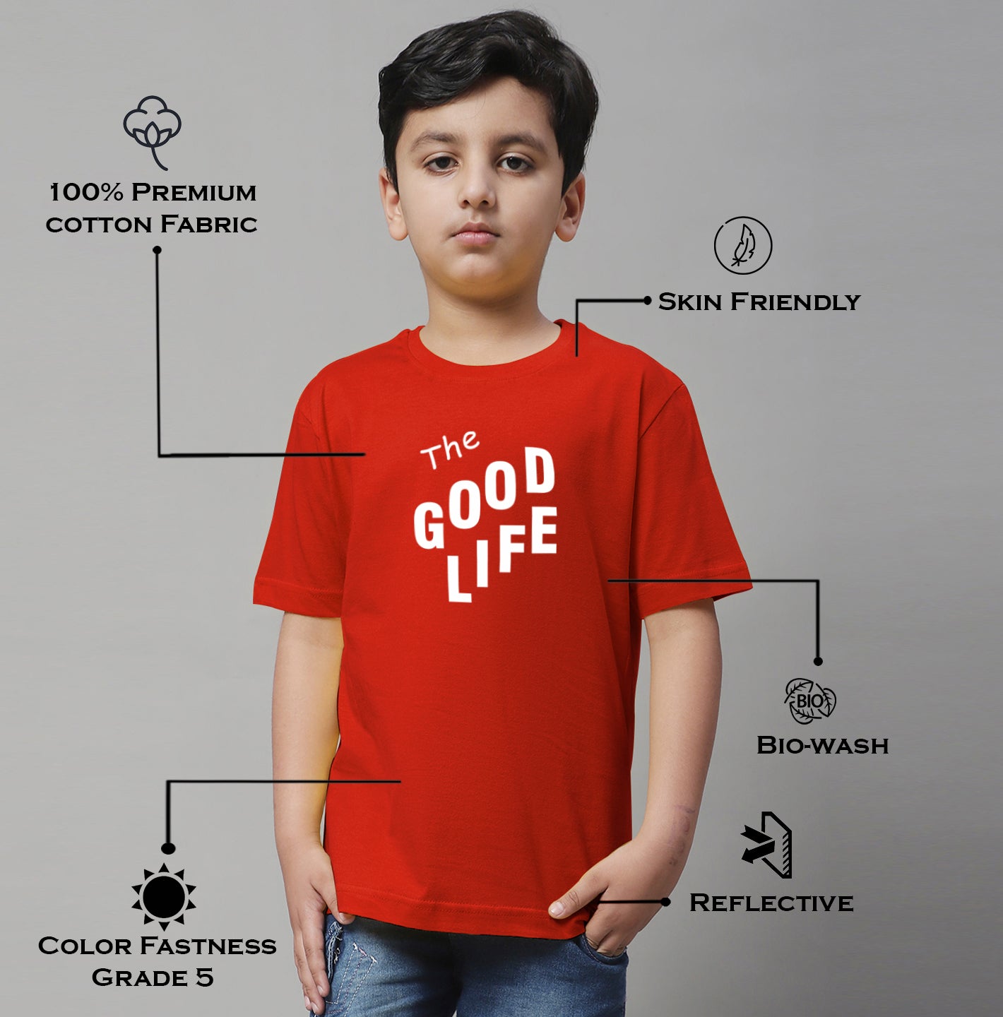 Boys Good Life Regular Fit Printed T-Shirt - Friskers