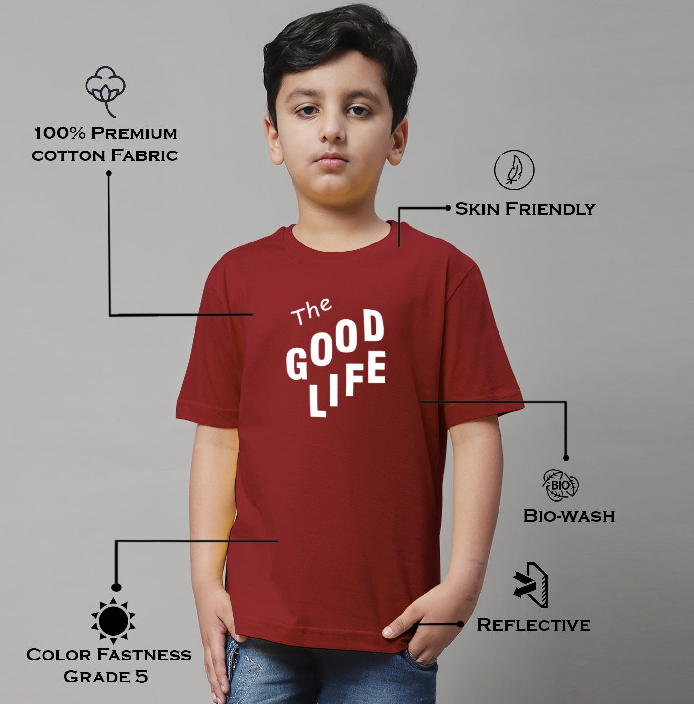 Boys Good Life Regular Fit Printed T-Shirt - Friskers