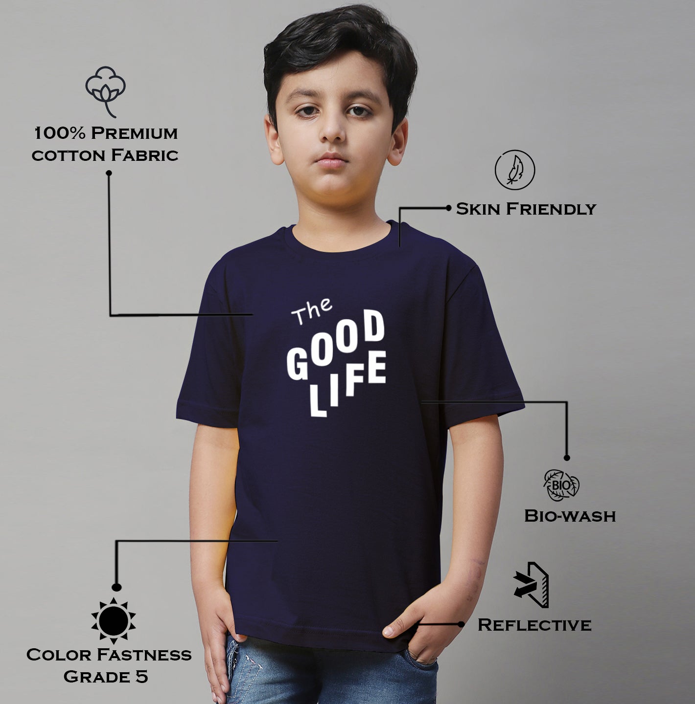 Boys Good Life Regular Fit Printed T-Shirt - Friskers