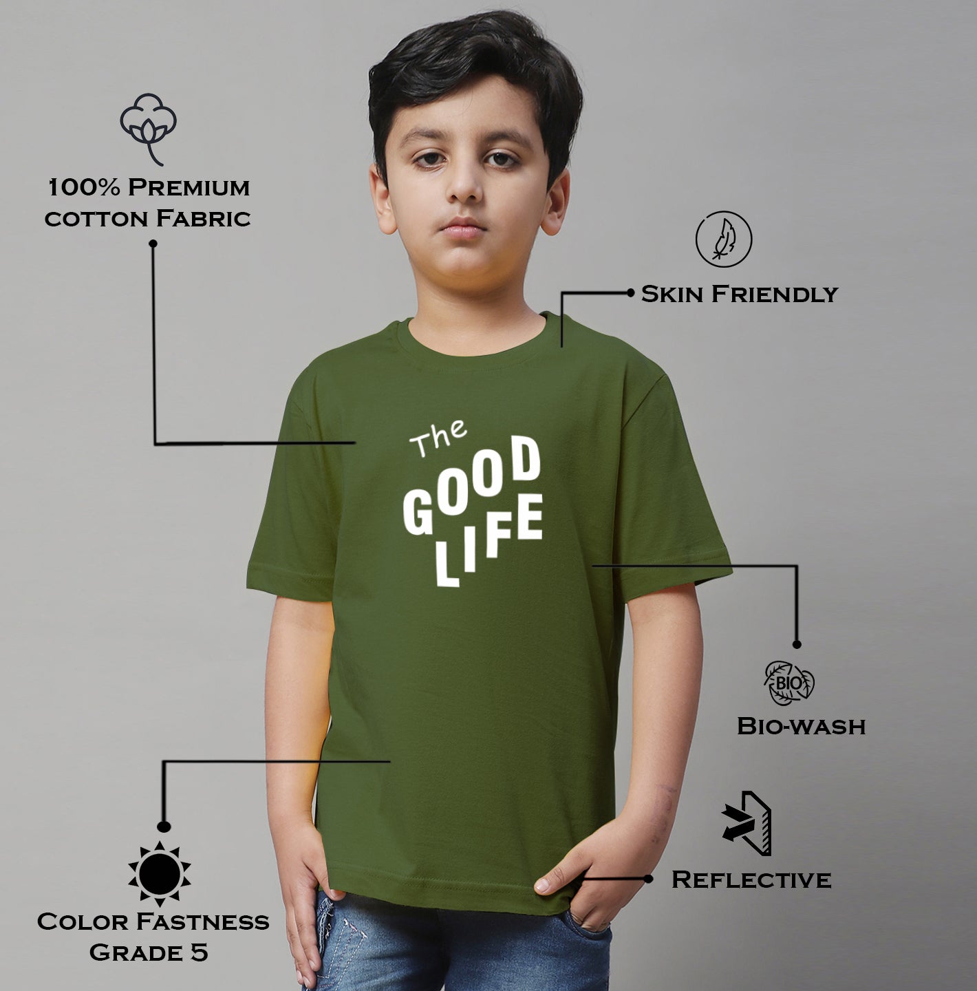 Boys Good Life Regular Fit Printed T-Shirt - Friskers