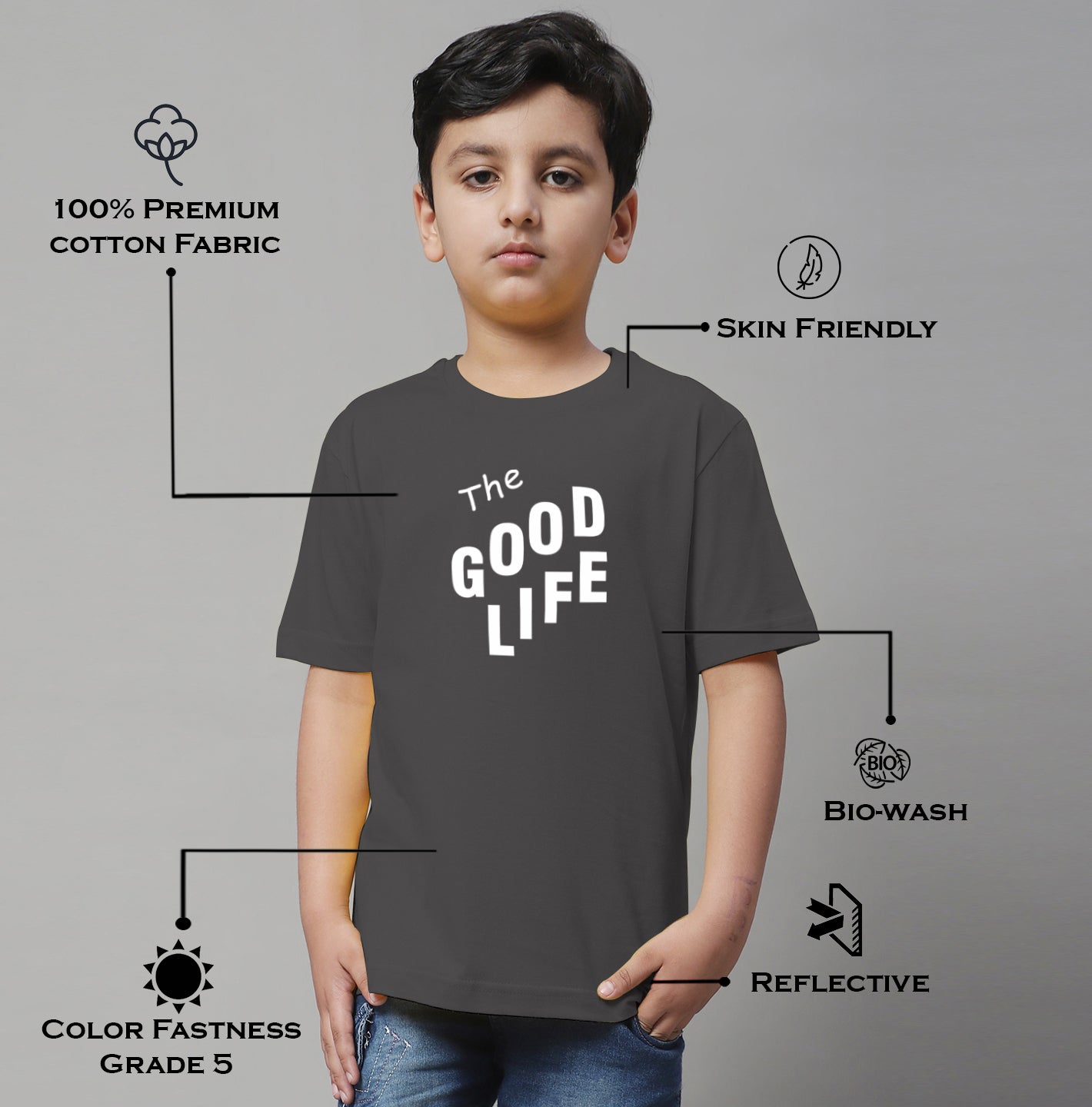 Boys Good Life Regular Fit Printed T-Shirt - Friskers