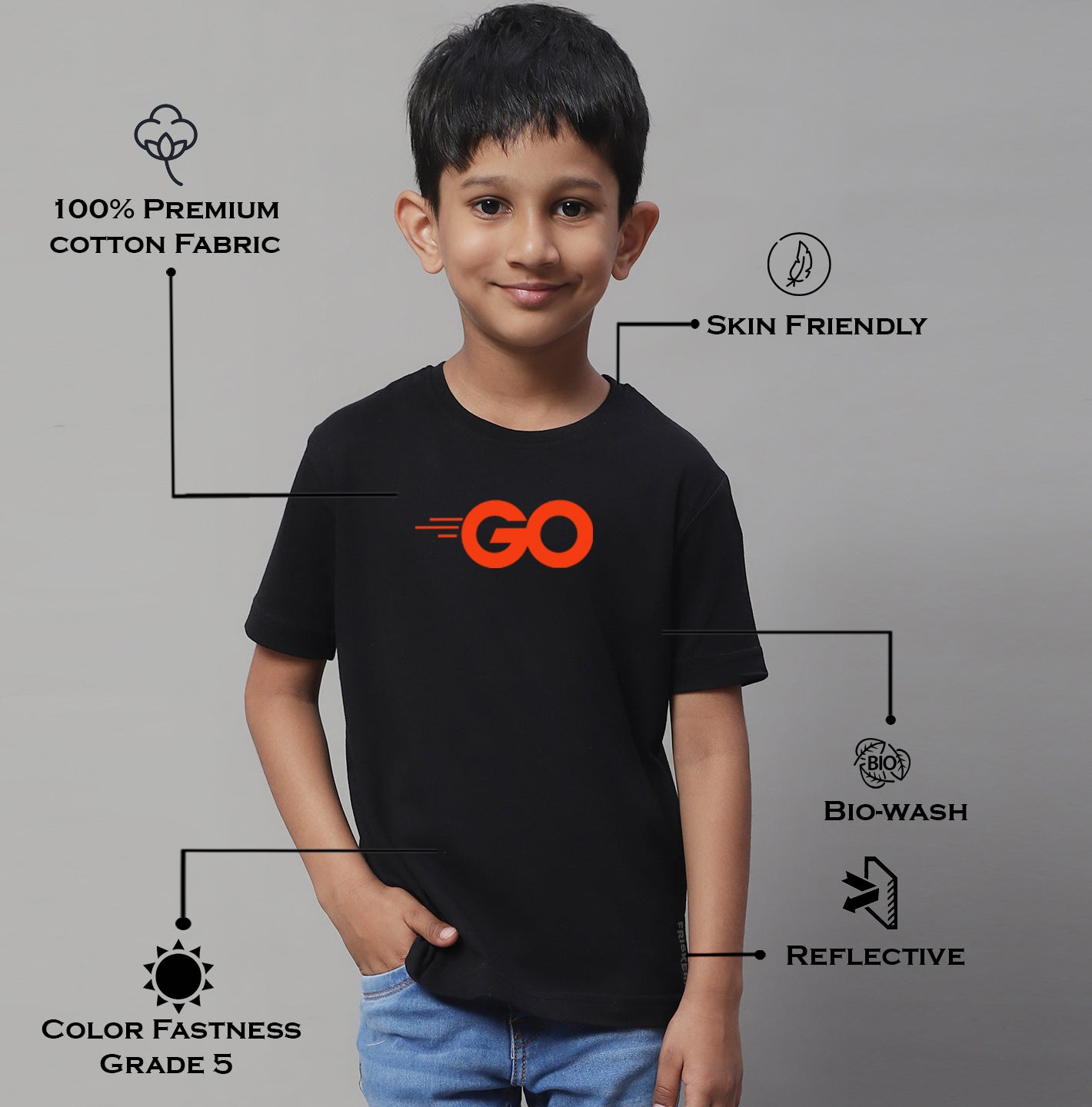 Boys Go Regular Fit Printed T-Shirt - Friskers