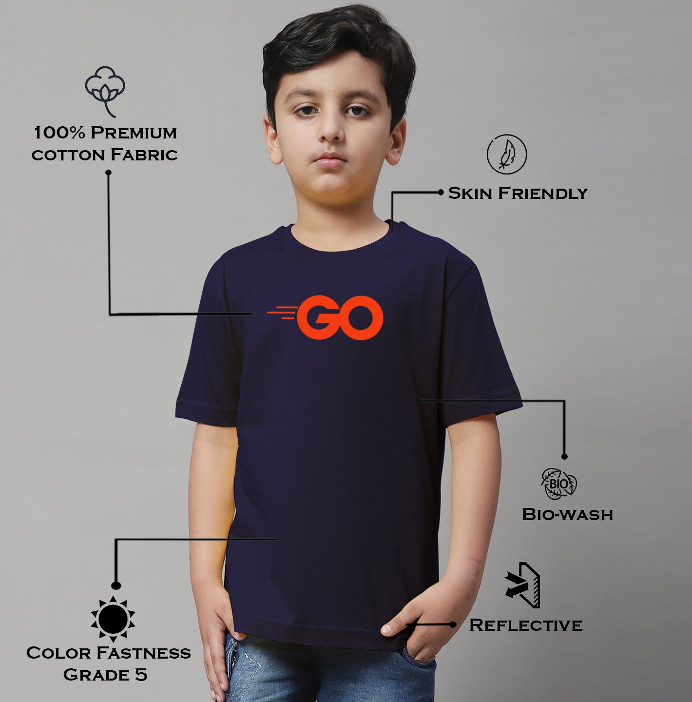 Boys Go Regular Fit Printed T-Shirt - Friskers