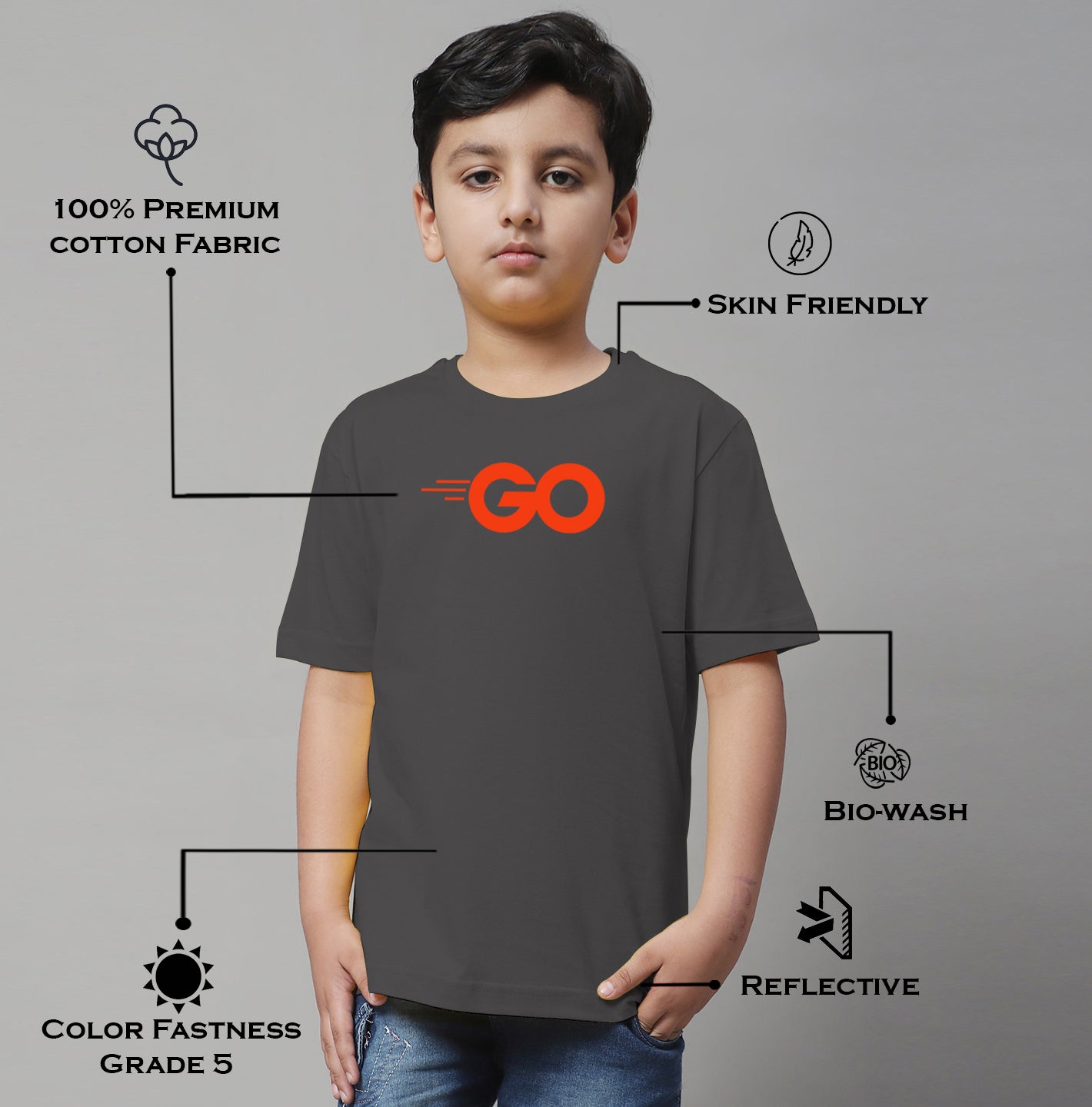 Boys Go Regular Fit Printed T-Shirt - Friskers