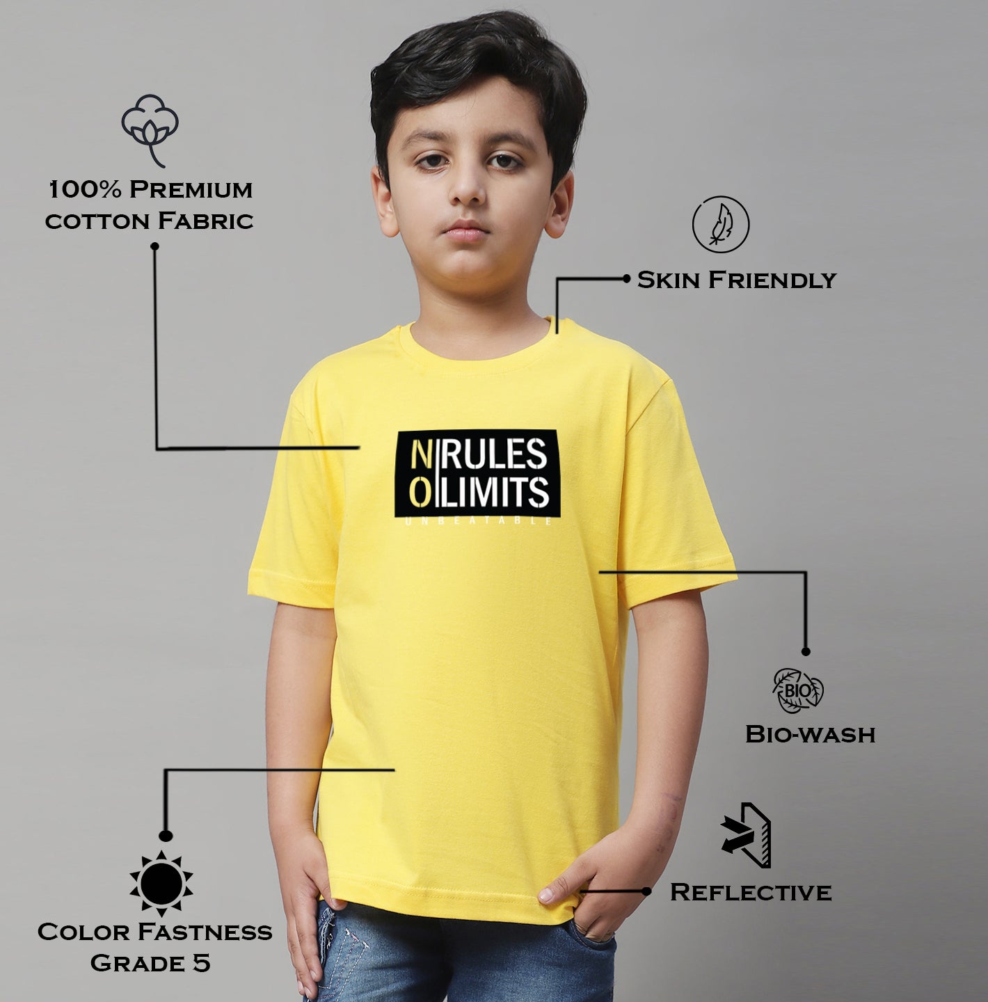 Boys No Rules No Limits Regular Fit Printed T-Shirt - Friskers