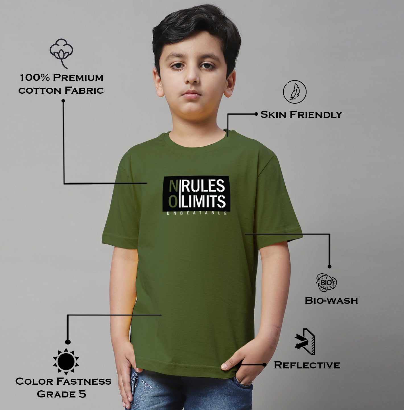 Boys No Rules No Limits Regular Fit Printed T-Shirt - Friskers