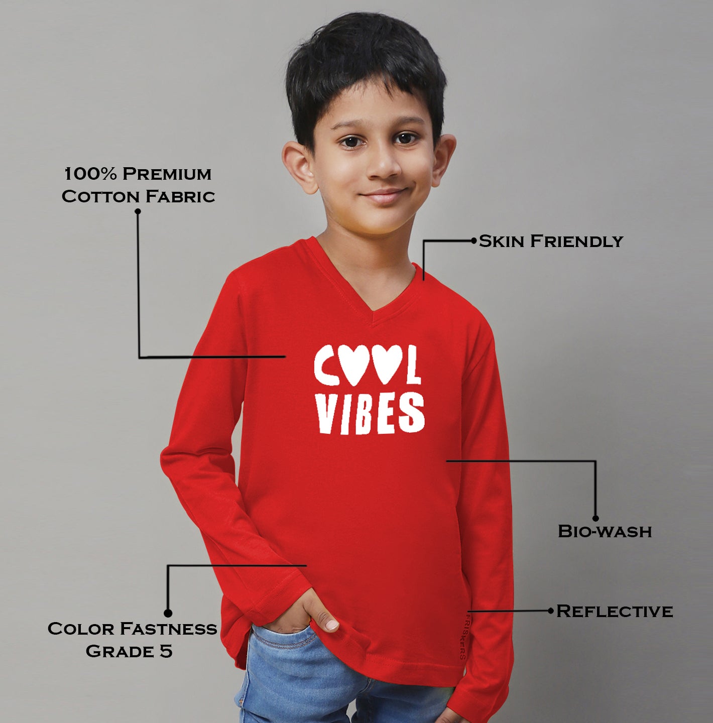 Boys Cool Vibes Full Sleeves Printed T-Shirt - Friskers