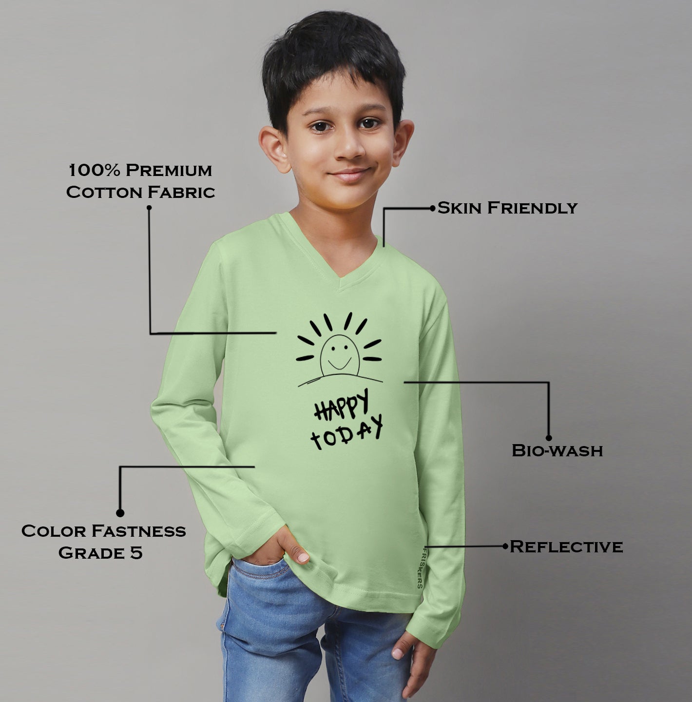 Boys Happy Today Full Sleeves Printed T-Shirt - Friskers