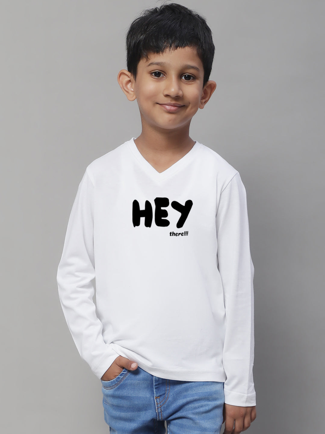 Boys Hey Full Sleeves Printed T-Shirt - Friskers
