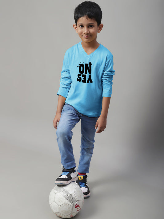 Boys No Yes Full Sleeves Printed T-Shirt - Friskers