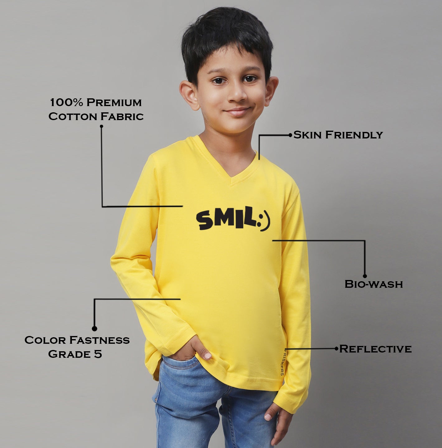 Boys Smile Full Sleeves Printed T-Shirt - Friskers