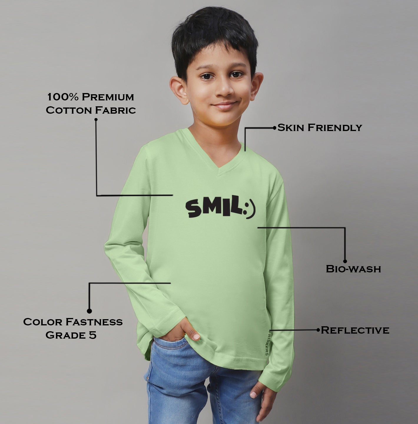 Boys Smile Full Sleeves Printed T-Shirt - Friskers