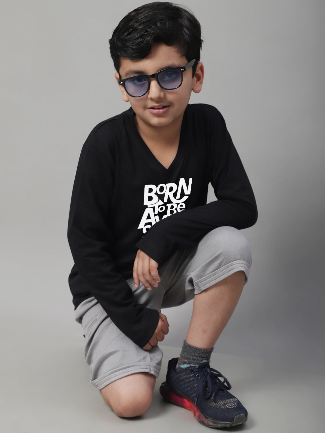Boys Born To Be Awesome Full Sleeves Printed T-Shirt - Friskers