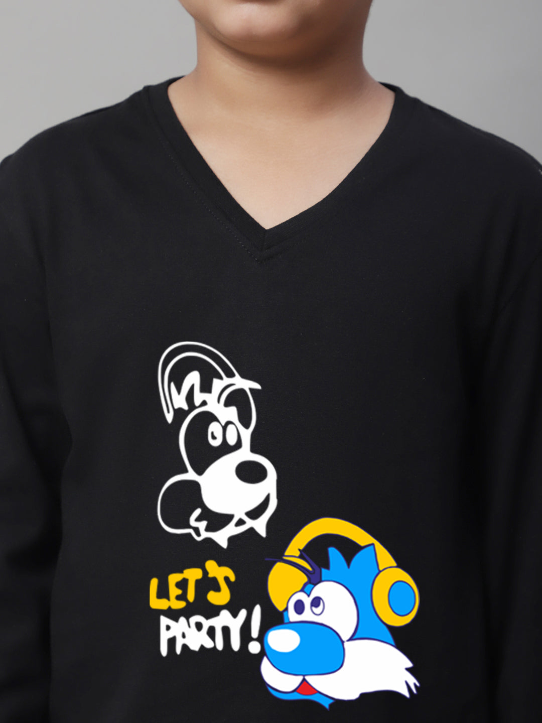 Boys Lets Party Full Sleeves Printed T-Shirt - Friskers