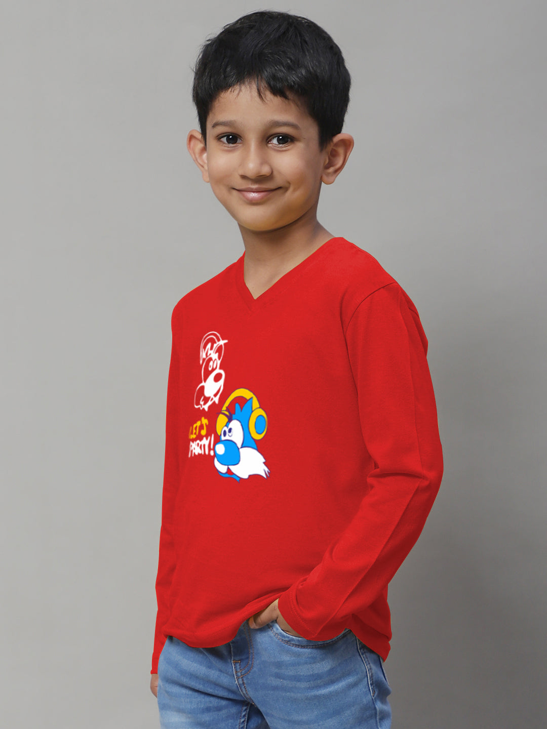 Boys Lets Party Full Sleeves Printed T-Shirt - Friskers