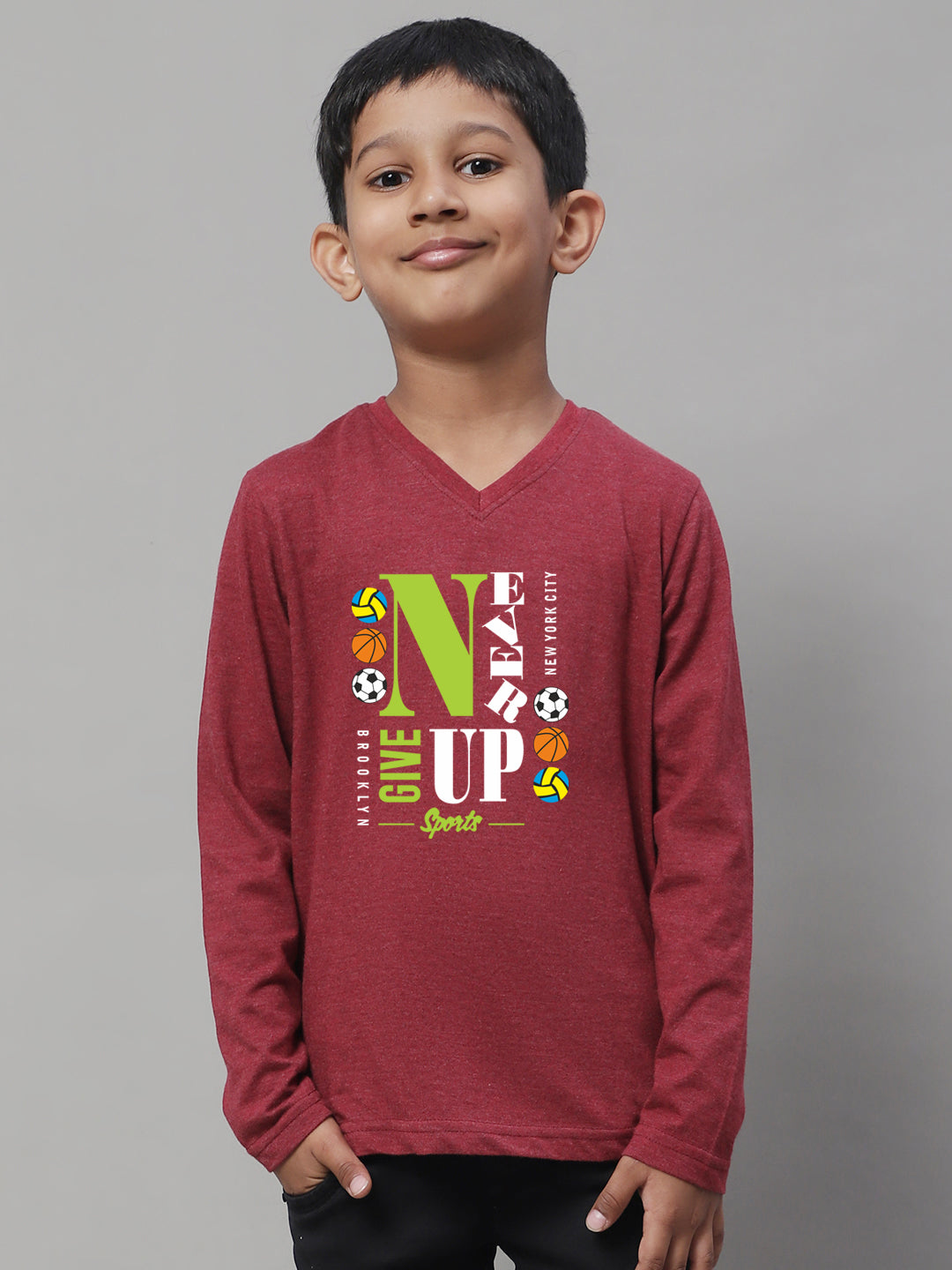 Boys Never Giveup Casual Fit Printed T-Shirt - Friskers