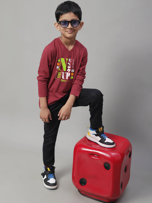 Boys Never Giveup Casual Fit Printed T-Shirt - Friskers