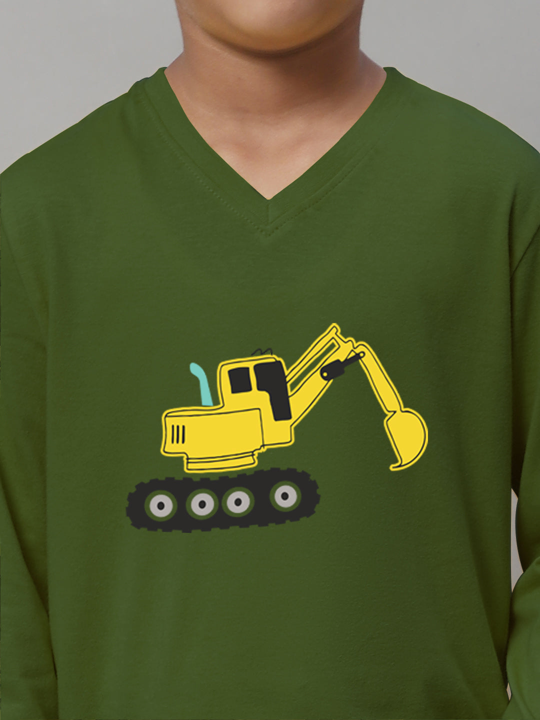 Boys Excavator Full Sleeves Printed T-Shirt - Friskers