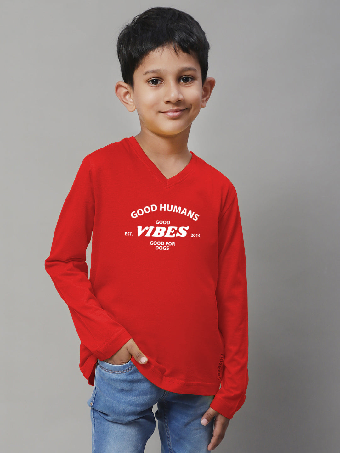 Boys Good Vibes Full Sleeves Printed T-Shirt - Friskers