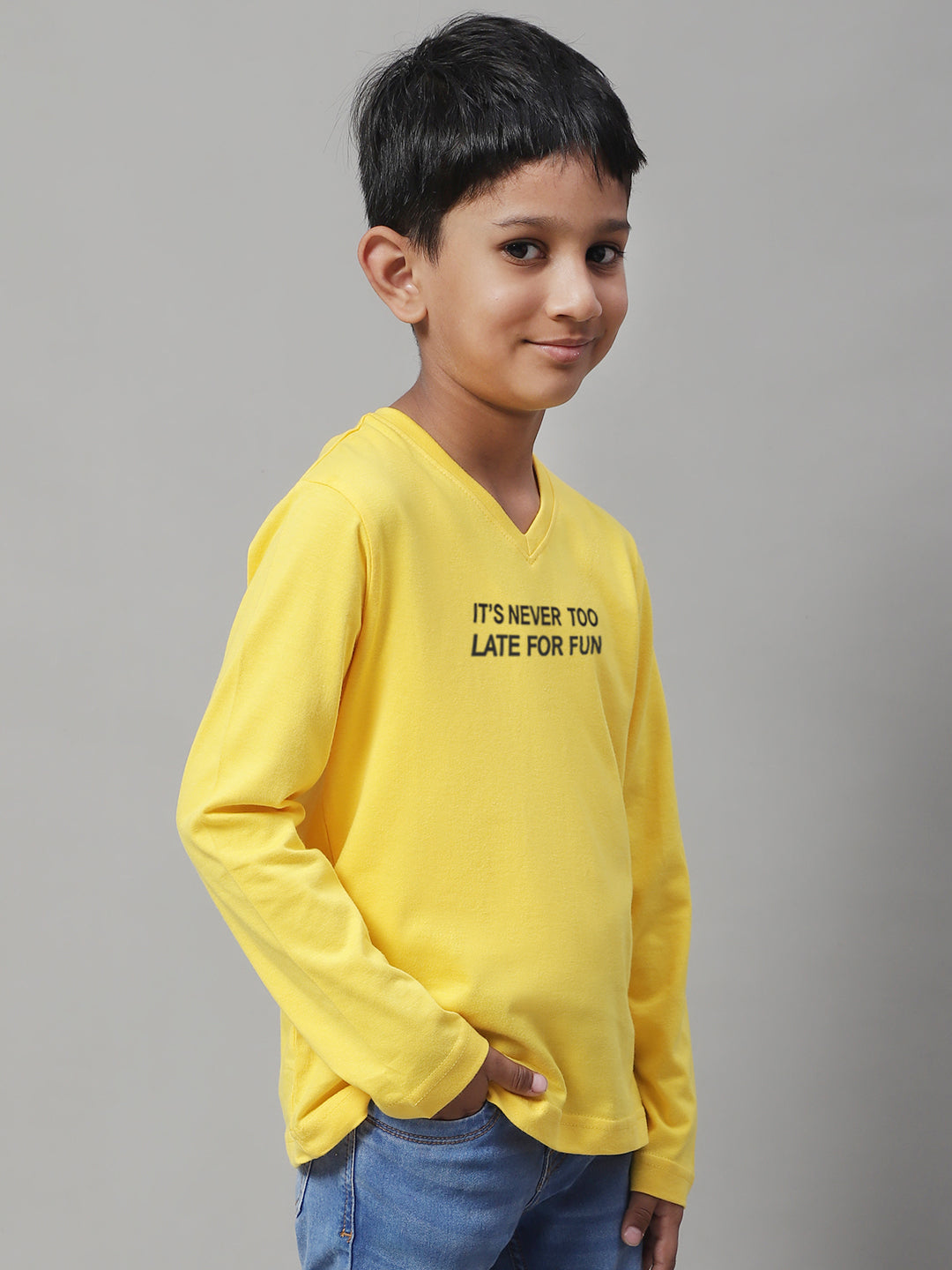 Boys Its Never Too Late For Fun Full Sleeves Printed T-Shirt - Friskers