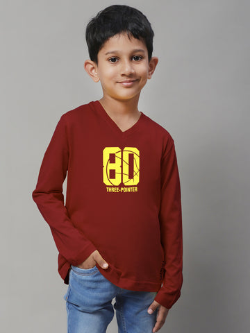 Boys Three Pointer Full Sleeves Printed T-Shirt - Friskers