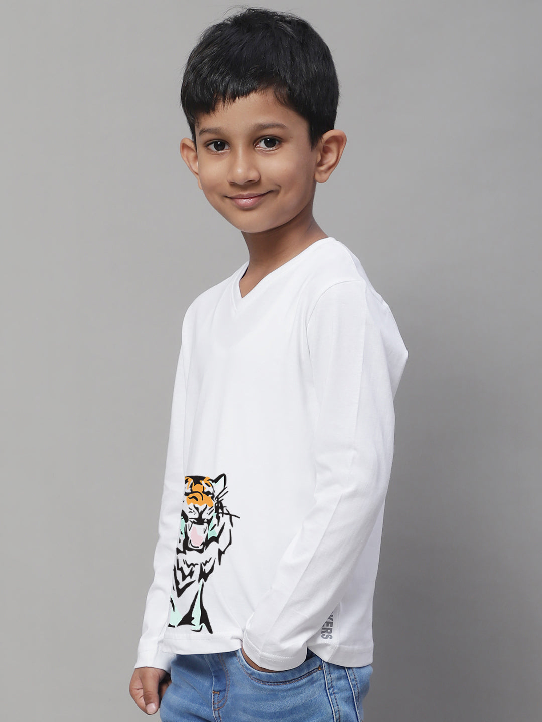 Boys Tiger Full Sleeves Printed T-Shirt - Friskers