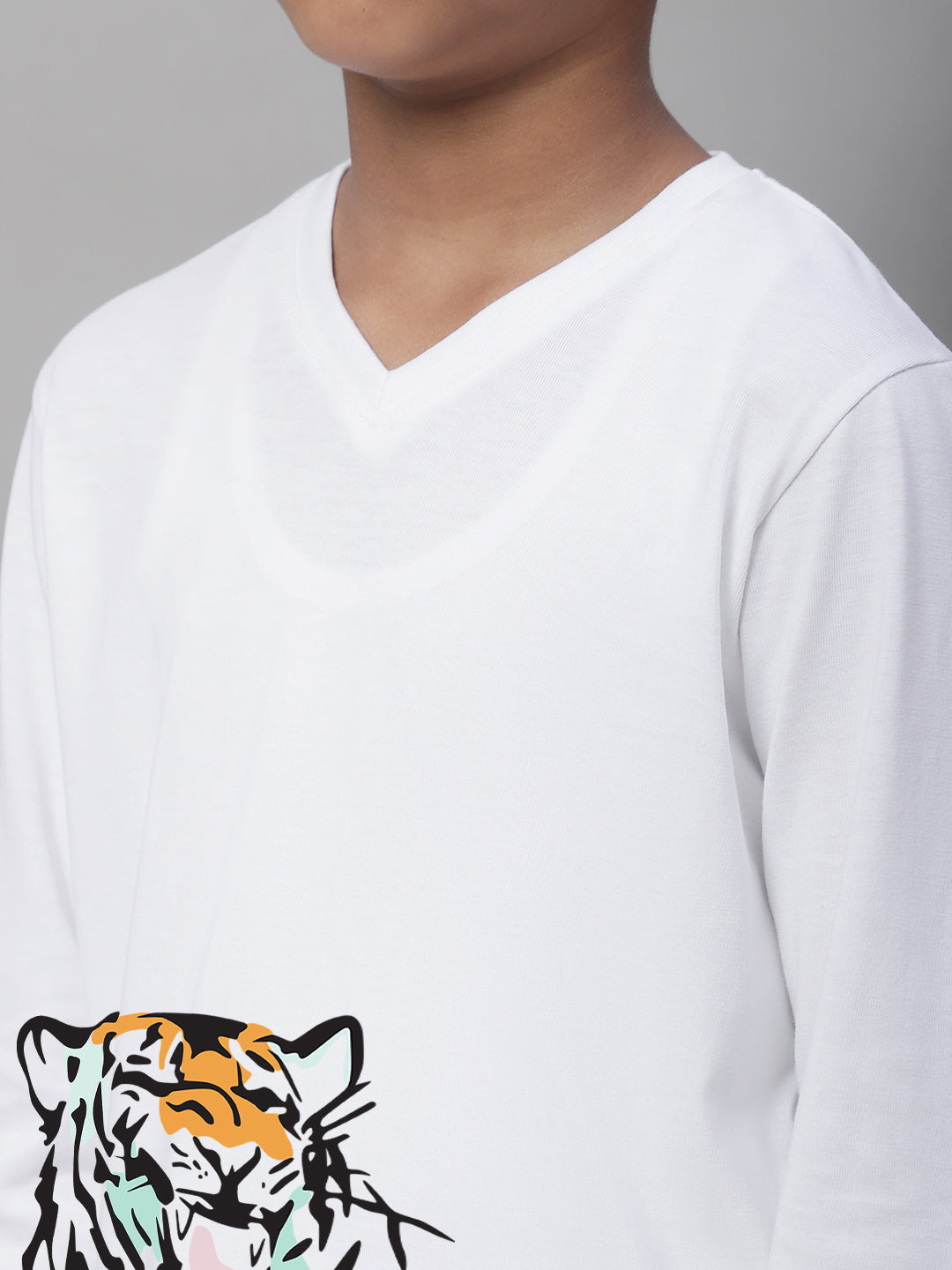 Boys Tiger Full Sleeves Printed T-Shirt - Friskers