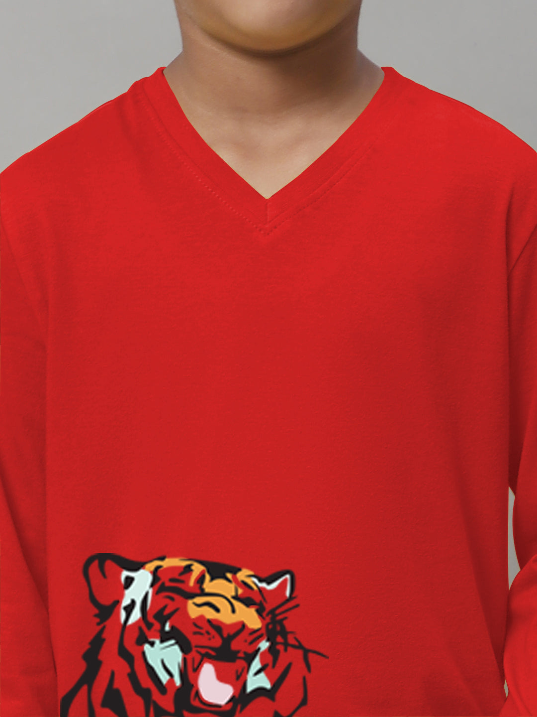 Boys Tiger Full Sleeves Printed T-Shirt - Friskers