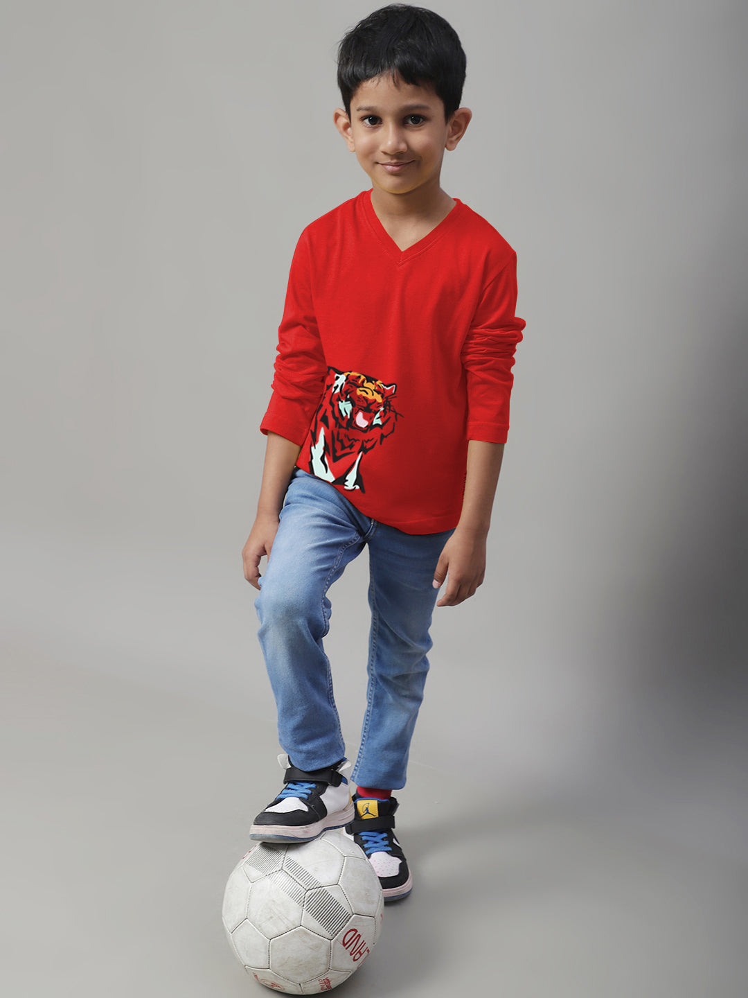 Boys Tiger Full Sleeves Printed T-Shirt - Friskers