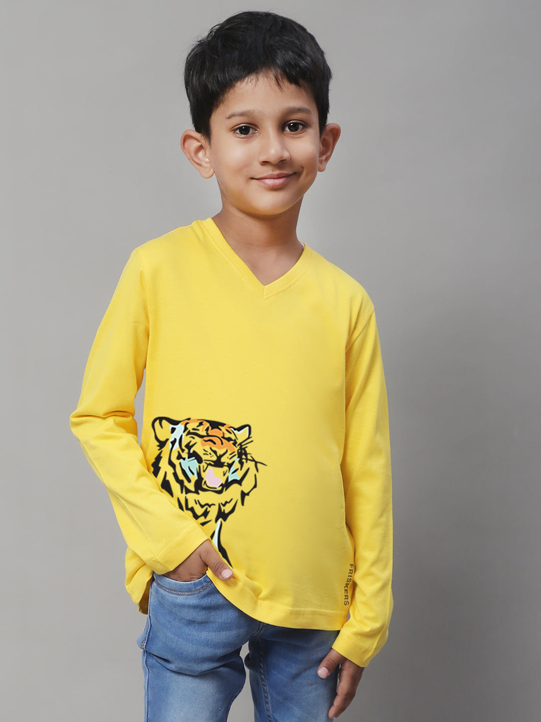 Boys Tiger Full Sleeves Printed T-Shirt - Friskers