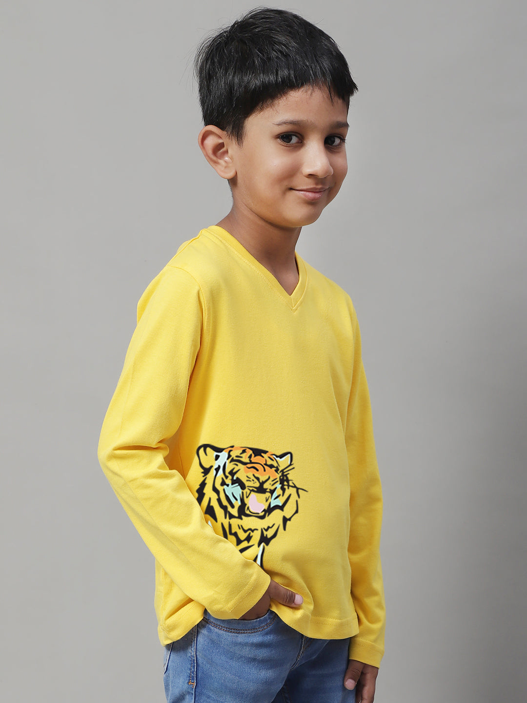 Boys Tiger Full Sleeves Printed T-Shirt - Friskers