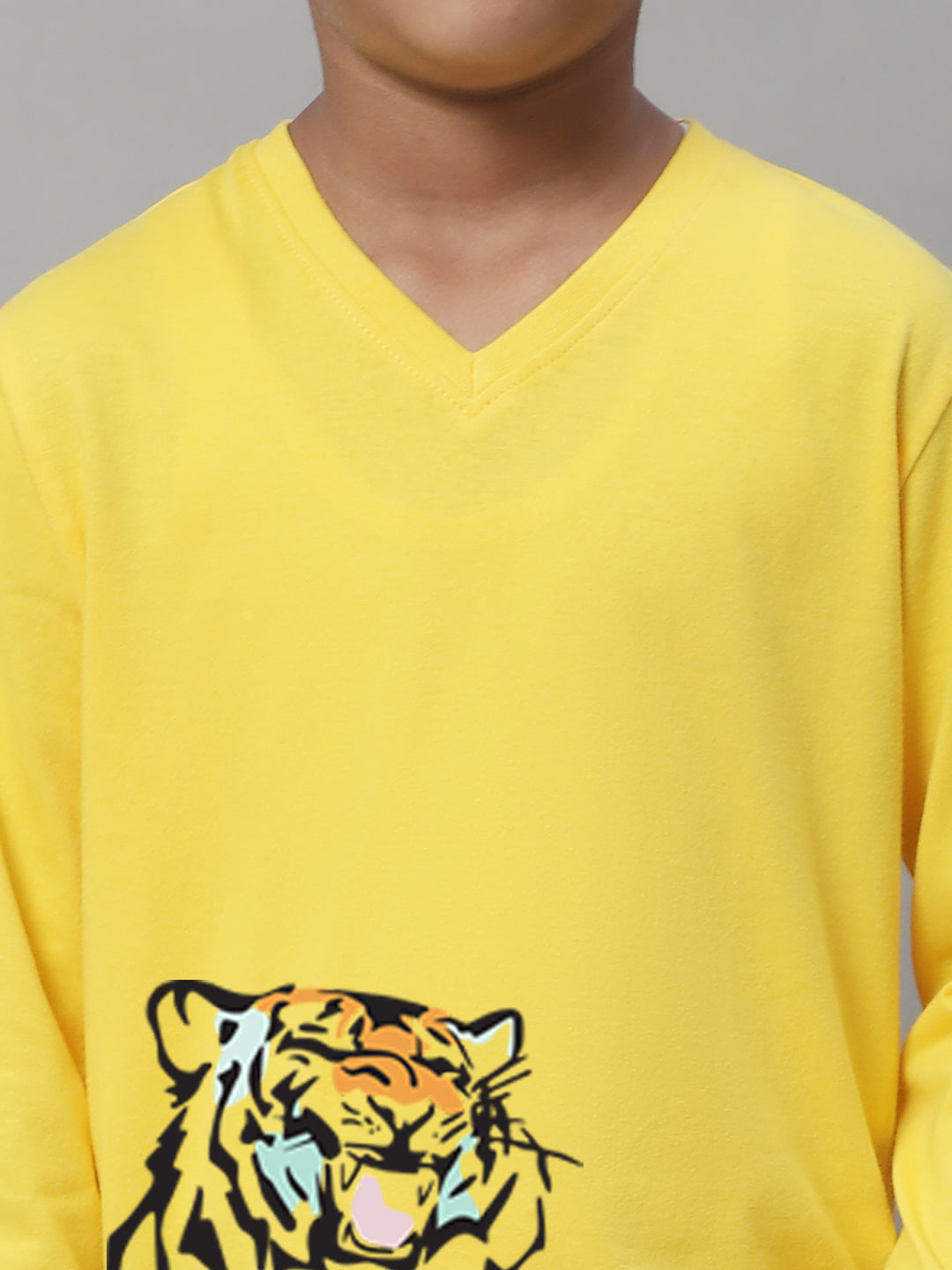 Boys Tiger Full Sleeves Printed T-Shirt - Friskers