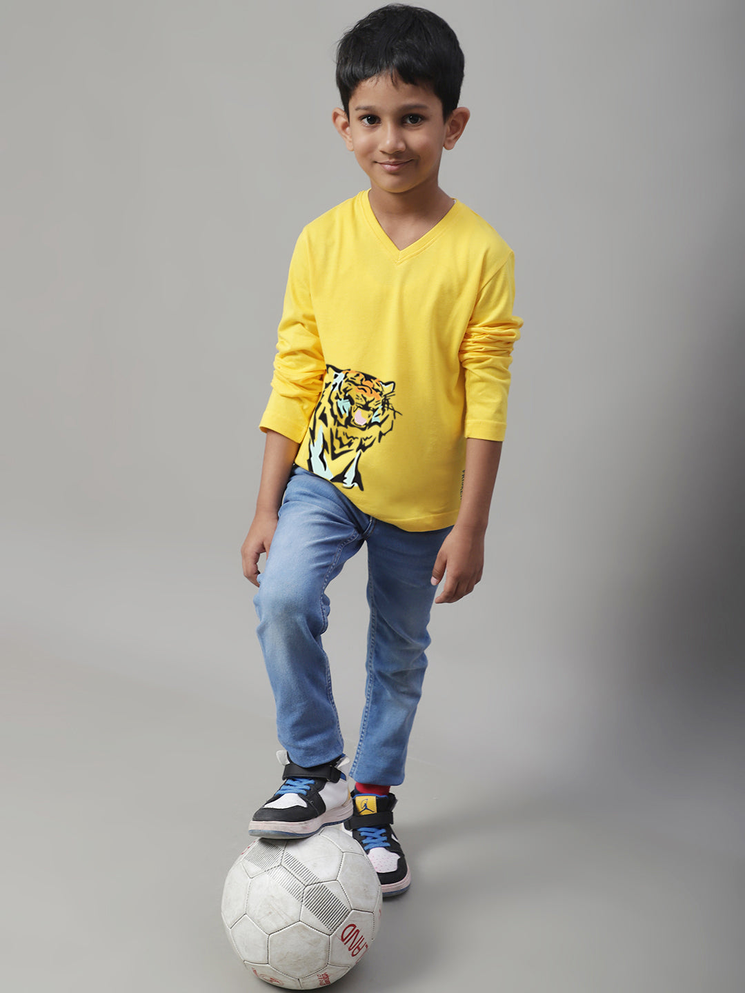 Boys Tiger Full Sleeves Printed T-Shirt - Friskers