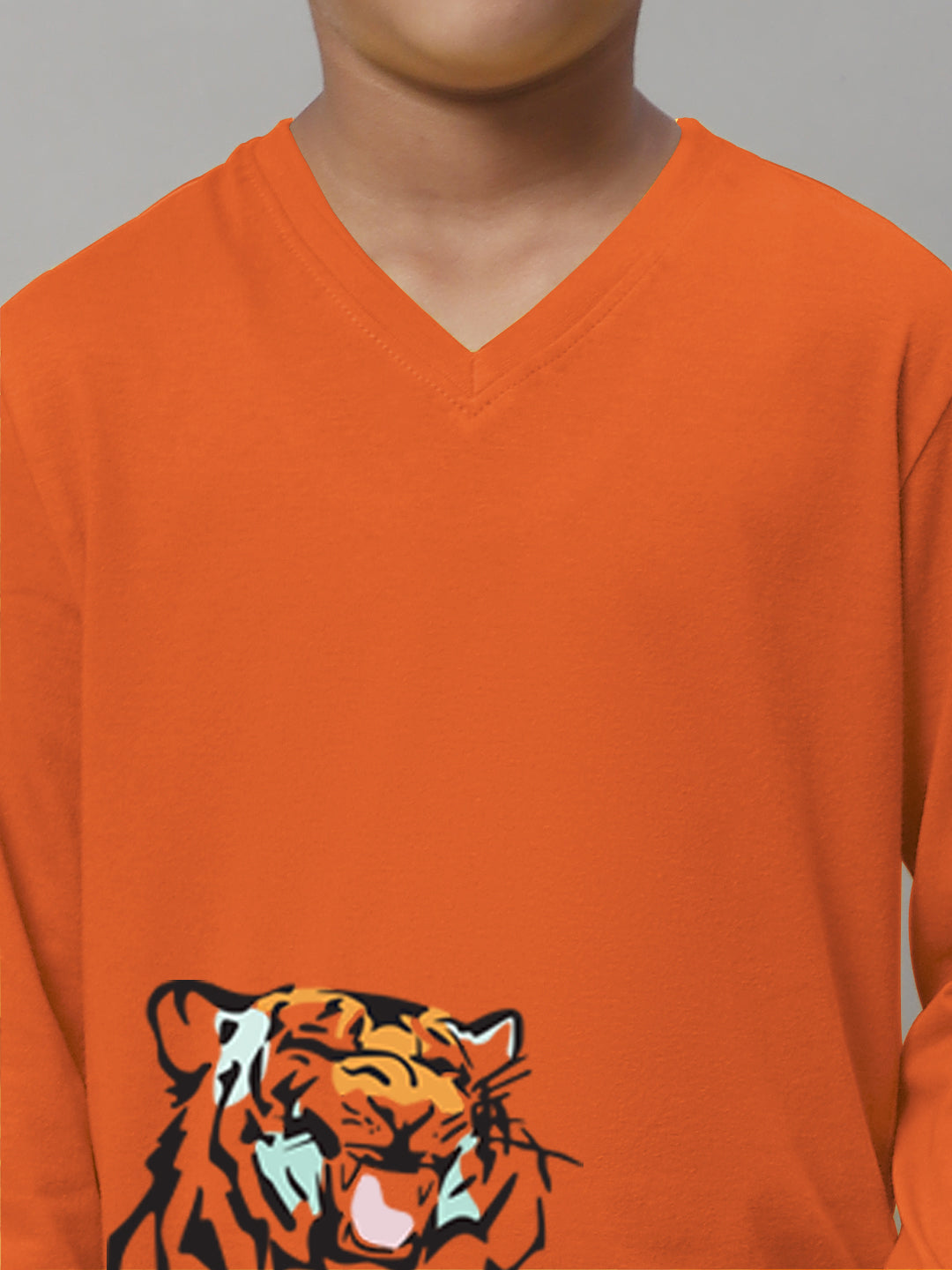 Boys Tiger Full Sleeves Printed T-Shirt - Friskers