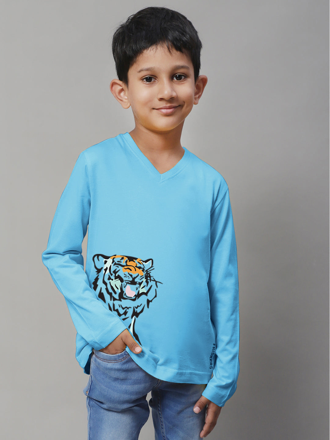 Boys Tiger Full Sleeves Printed T-Shirt - Friskers