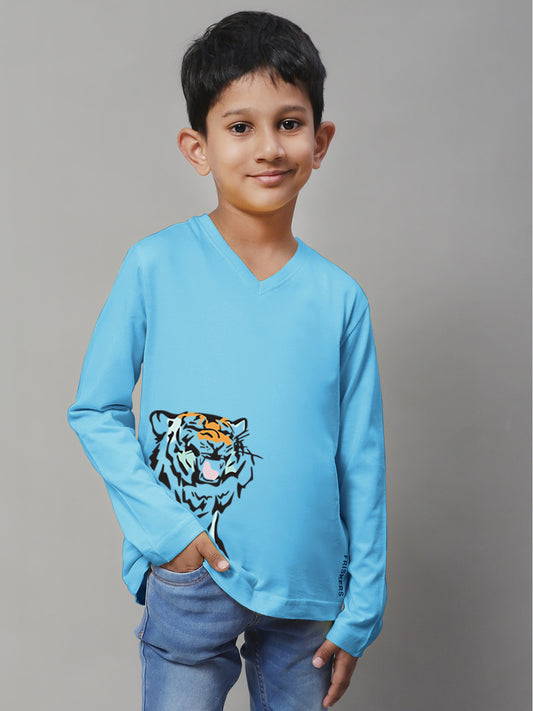 Boys Tiger Full Sleeves Printed T-Shirt - Friskers