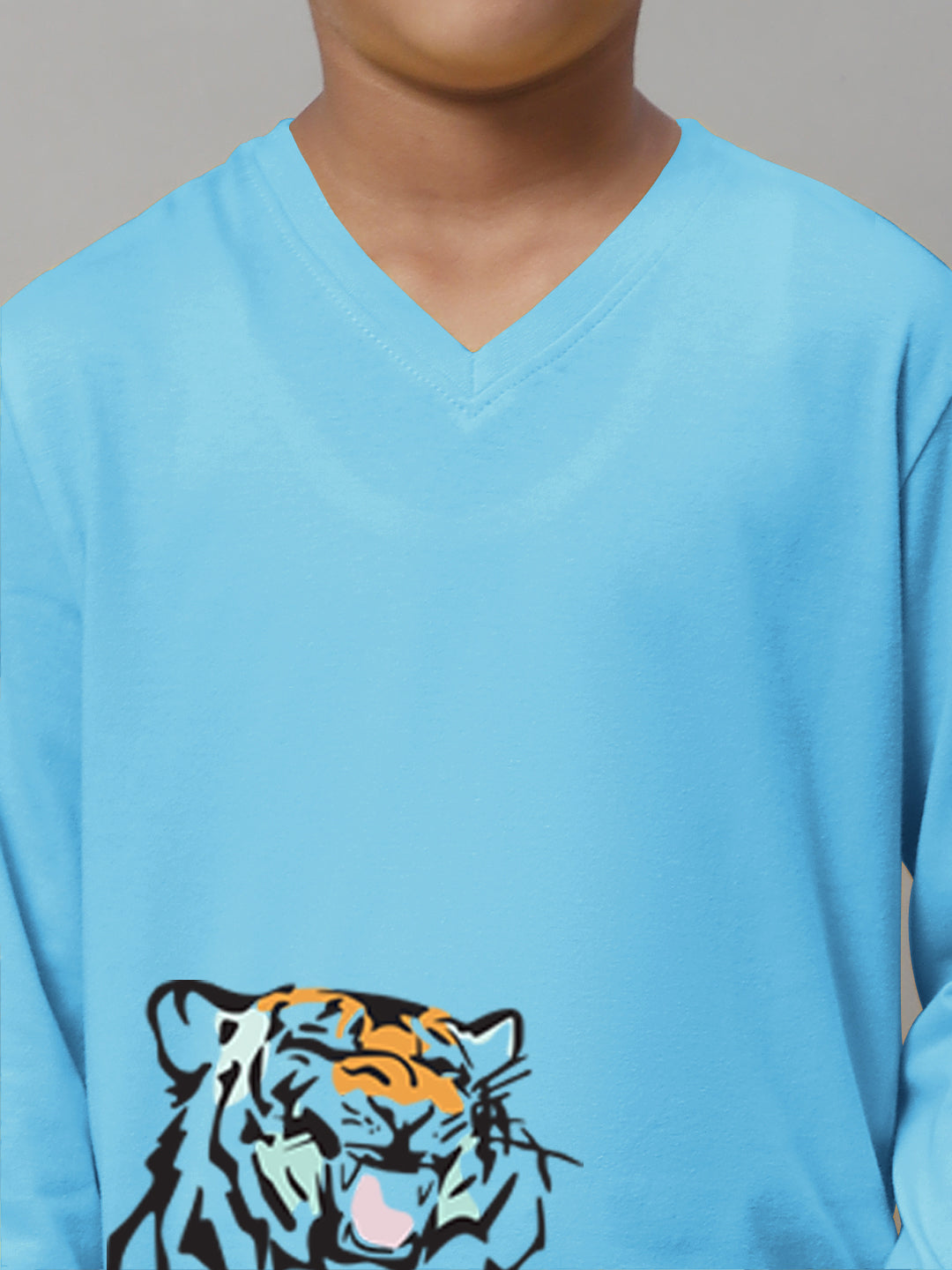 Boys Tiger Full Sleeves Printed T-Shirt - Friskers