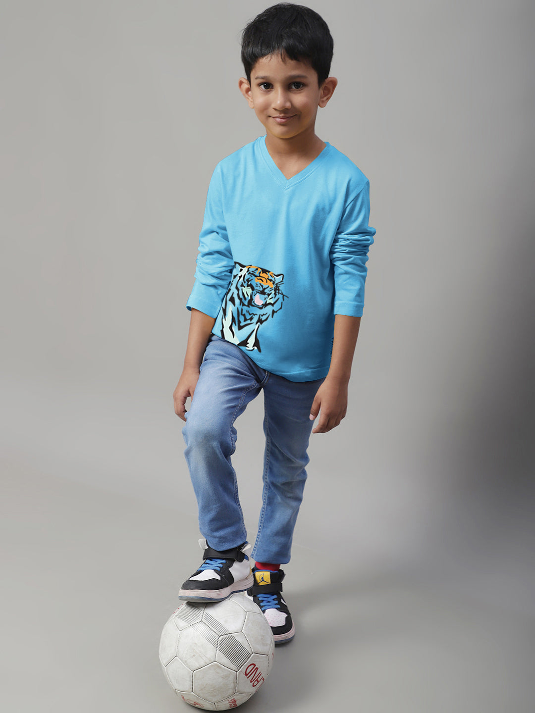 Boys Tiger Full Sleeves Printed T-Shirt - Friskers