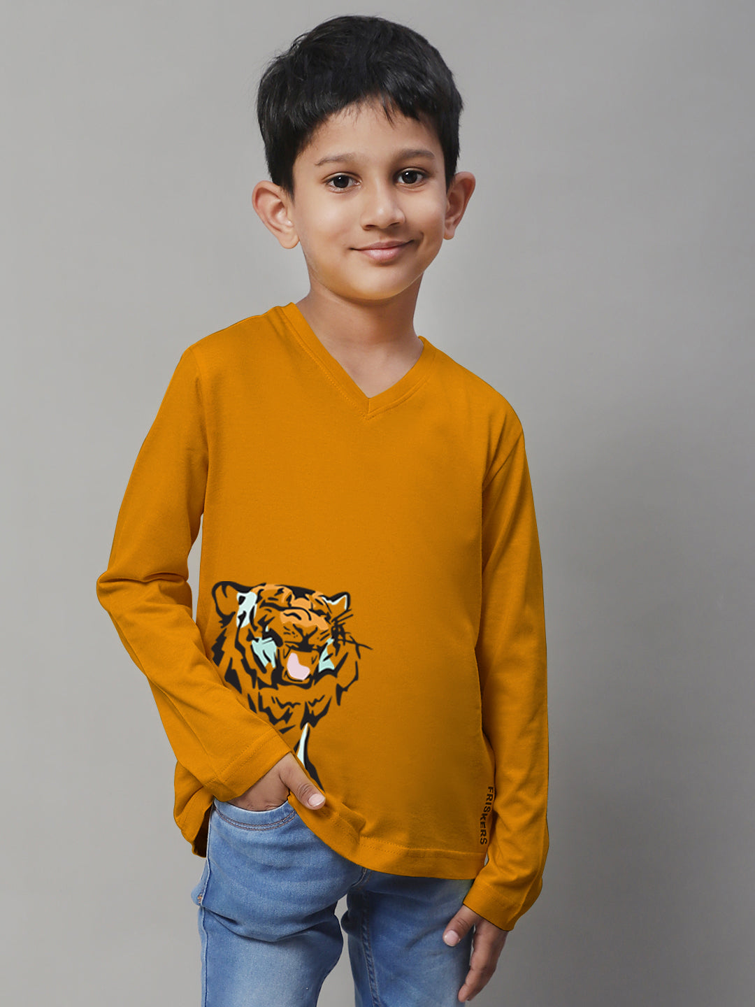 Boys Tiger Full Sleeves Printed T-Shirt - Friskers